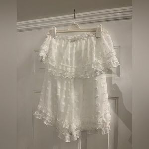 White Pom Pom Strapless Romper